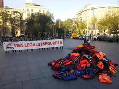 Acció de la plataforma a la plaça Universitat.