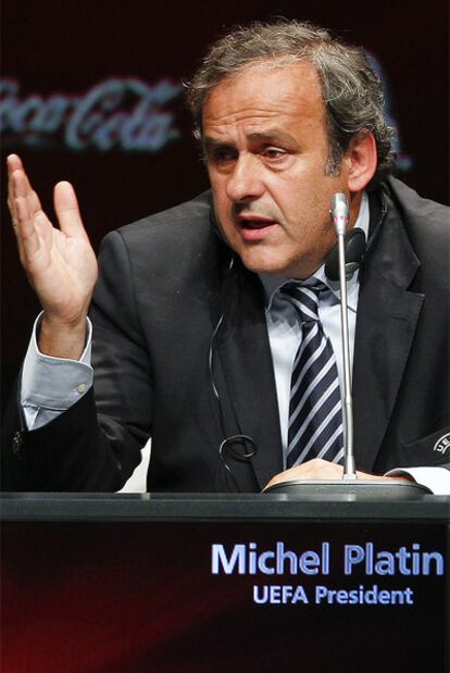 Michel Platini, durante una conferencia.