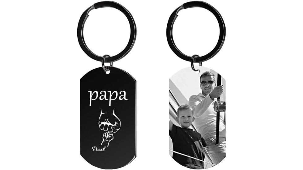 Llavero personalizado con foto y nombre.