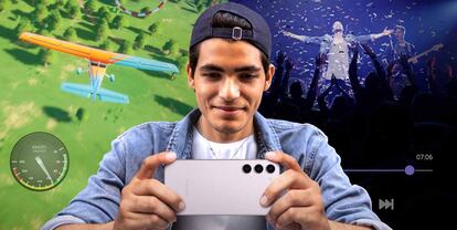 Chico jugando con un teléfono Samsung Galaxy