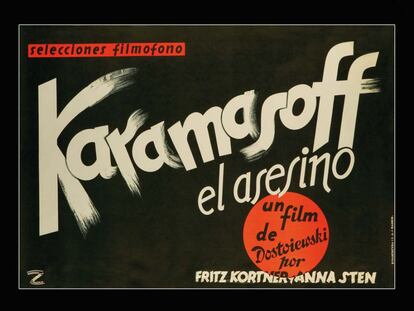 'Karamassof el asesino', versin de 'Los hermanos Karamazov' dirigida por Fedor Ozep en 1931. Filmfono, empresa de Ricardo Urgoiti, era una distribuidora progresista y laica bajo cuya ala creaba, entre otros Bu?uel. Como indica ?ngel Snchez Hardinguey en 'Los carteles de cine de Enrique Herreros', era "rival de la valenciana Cifesa. Naturalmente el destino de las dos grandes productoras fue muy distinto tras la Guerra Civil: Urgoiti y otros muchos se exiliaron. Cifesa fue el buque-insignia del cine nacional".