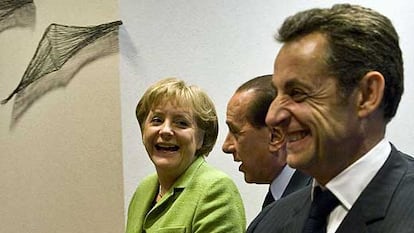 Merkel, Berlusconi y Sarkozy, tres asiduos de la nieve suiza.