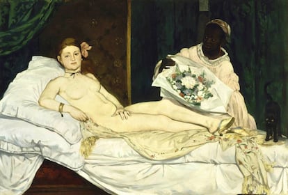 La Olympia de Manet, una "prostitua desvergonzada", como se criticó en su momento. El problema no es que lo fuera, sino que no lo disimulara.