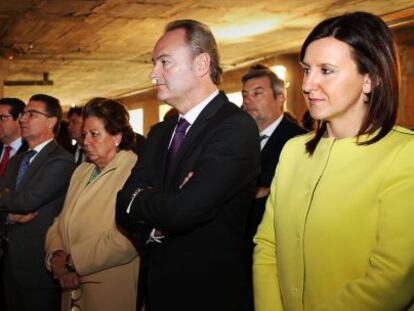 La consejera Mar&iacute;a Jos&eacute; Catal&aacute; (derecha), junto al presidente Alberto Fabra y la alcaldesa de Valencia, Rita Barber&aacute;, en el museo San P&iacute;o V.