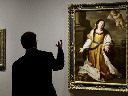 Benito Navarrete, comisario de la exposición <i>El joven Murillo </i> explica <i>Santa Catalina de Alejandría mártir.</i>