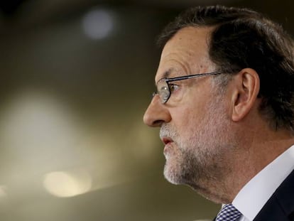 Mariano Rajoy esta jueves en el Palacio de la Moncloa, tras la reuni&oacute;n que ha mantenido con el Rey 