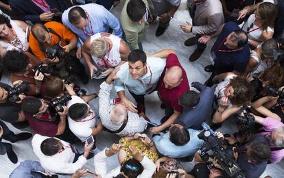 Pedro Sanchez, en un descanso del Congreso.