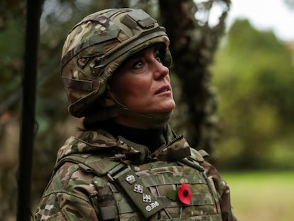 Kate Middleton, este 8 de noviembre durante su visita a la 1ª Guardia de Dragones de la Reina.