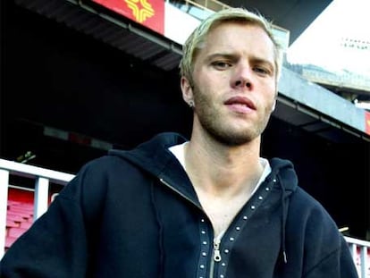 Eidur Gudjohnsen, ayer en el Camp Nou.