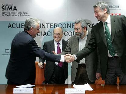 De izquierda a derecha, Jesús Bárcenas, José María Cuevas, Cándido Méndez y José María Fidalgo.