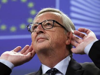 El presidente de la Comisi&oacute;n Europea (CE), Jean-Claude Juncker, da una rueda de prensa sobre el esc&aacute;ndalo LuxLeaks. EFE/Archivo
