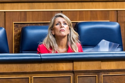 La vicepresidenta Yolanda Díaz, este martes en el Congreso.