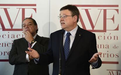 El presidente de la Generalitat, Ximo Puig, y el presidente de la Asociación Valenciana de Empresarios, Vicente Boluda.