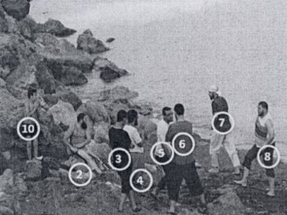 Yunes Ahmed Mohamed (3) i Hamza Mohamed Abdesalam (4), en una reunió gihadista a Ceuta el 2013. Van viatjar a Síria i es van suïcidar a l'Iraq.