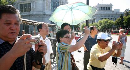 Turistas chinos en Madrid.
