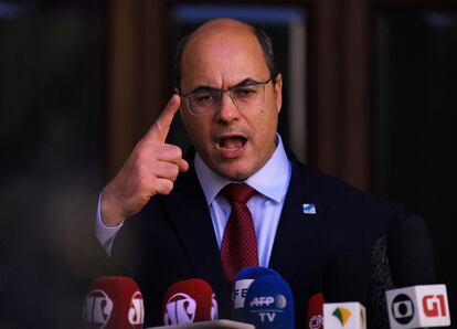 El gobernador de Río de Janeiro, Wilson Witzel, durante una rueda de prensa celebrada el 28 de agosto en la casa de Gobierno estadual.