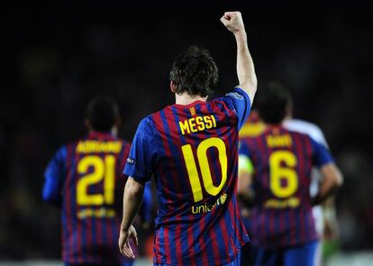 Messi celebra uno de sus goles.