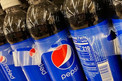 Bottles of Pepsi are displayed in a grocery store, Ill., Thursday, Feb. 10, 2022.