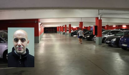 El ladrón Rédoine Faïd, en enero de 2011. Al fondo, el aparcamiento donde se encontró el coche de Faïd el 25 de julio de 2018.