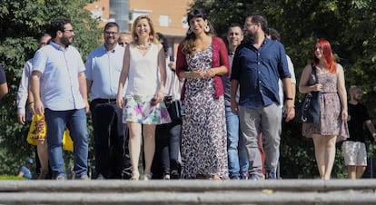 Teresa Rodríguez (centro), en la presentación de su candidatura a las primarias el pasado martes.