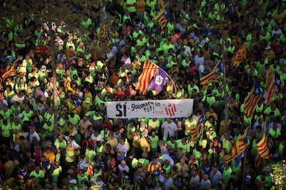 Vista de la manifestación de la Diada.