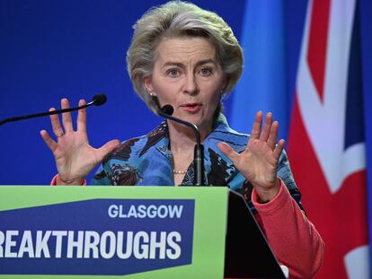 Ursula von der Leyen, presidenta de la Comisión Europea, en la cumbre climática de Glasgow.