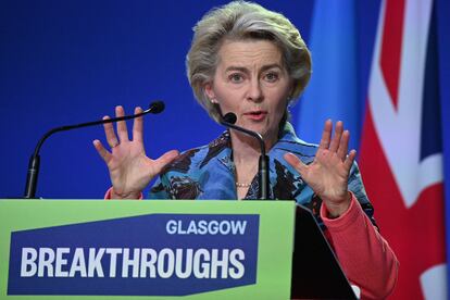 Ursula von der Leyen, presidenta de la Comisión Europea, en la cumbre climática de Glasgow.