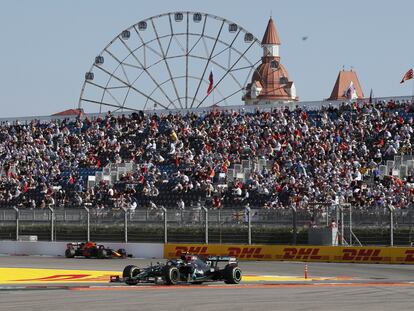 Valtteri Bottas durante el Gran Premio (que ganó) de Rusia en Sochi.