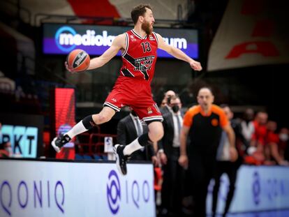 Sergio Rodríguez, en un partido de Euroliga con el Olimpia Milán /Getty