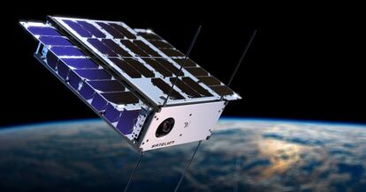 Recreación de un nanosatélite de la futura constelación de Sateliot.