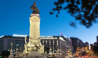 Plaza de Marqués de Pombal, zona de negocios de Lisboa.