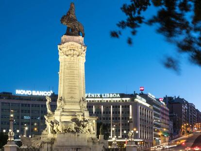 Plaza de Marqués de Pombal, zona de negocios de Lisboa.