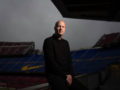 Jordi Cruyff, en el palco del Camp Nou.