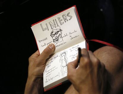 Detalle del cuaderno de Liniers en su clase magistral en Matadero madrid.