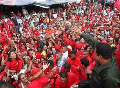 El presidente venezolano, Hugo Chávez, durante un mitin el martes pasado en el Estado de Miranda.