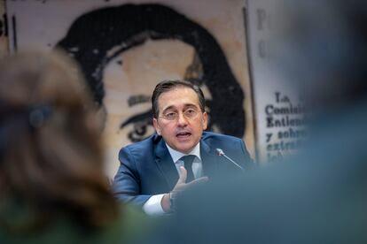 El ministro de Exteriores, Jos Manuel Albares, durante una comparecencia en el Senado.