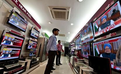 Tienda de electrodomésticos en Nueva Delhi.