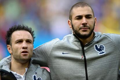 Valbuena y Benzema en un partido del Mundial de Brasil.