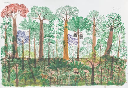 Masanori Handa, toononefurino, 2015, acuarela y pastel sobre papel, 73,5 × 73,3 cm.