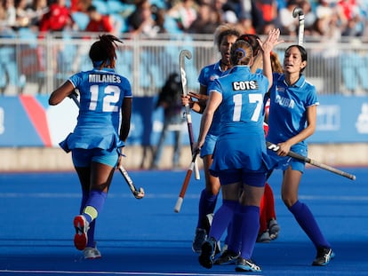 Jugadoras de la selección de hockey sobre pasto de Cuba en los Juegos Panamericanos, el 26 de octubre.