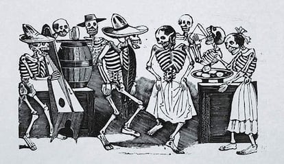 'El jarabe en ultratumba', grabado de José Guadalupe Posada.