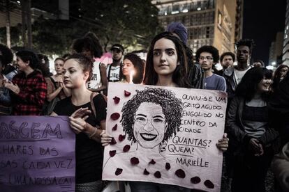 Manifestação em homenagem à vereadora Marielle Franco, em março deste ano.