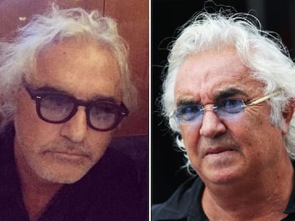 Flavio Briatore, en la foto publicada en su Instagram y, a la derecha, en una imagen de 2014.