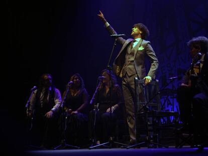 El cantaor sevillano Manuel Lombo, durante su actuación en el Cante de la Minas.