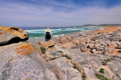 Playa de Vilar, en el parque natural de Corrubedo, en la provincia de A Coruña (Galicia).