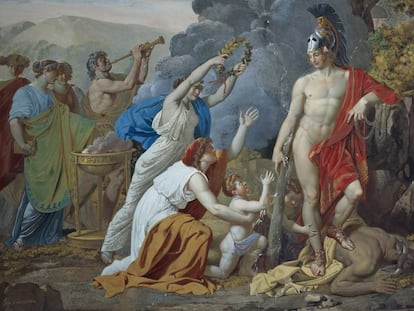 Teseo y el Minotauro, pintura de Giuseppe Cammarano.  