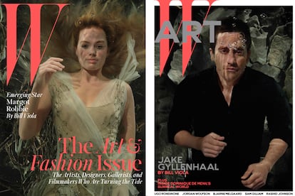 Las dos portadas realizadas por Bill Viola Studio para la revista ‘W’.