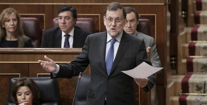 Rajoy y S&aacute;enz de Santamar&iacute;a en Congreso de los Diputados. 