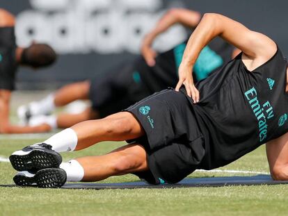 Morata, en un entrenamiento del Madrid en California. 