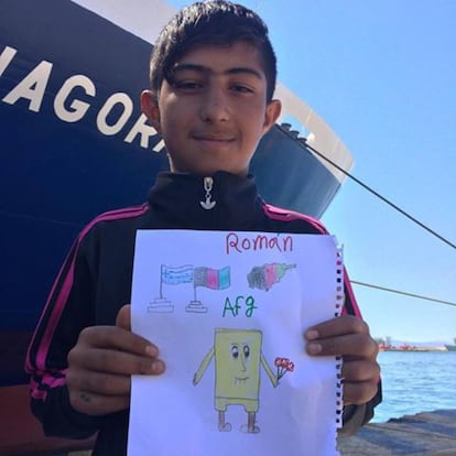 Román Sarzid, 13, do Afeganistão: "Meu país, onde eu estou hoje, e o Bob Esponja, que é o meu desenho preferido. Você gostou?"